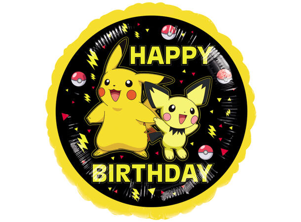 Pokemon - Happy Birthday 1 Folieballong Rund  - 43cm (18")