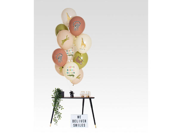 Zoo Party 12 Gummiballonger - 13" (33cm) 