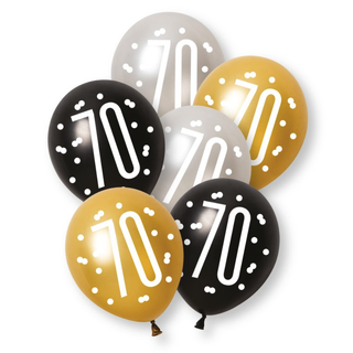 Ballonger - 70 År Sort 30cm - 6pk