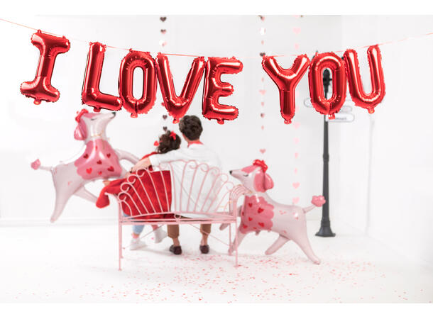 Ballongord - I LOVE YOU - Rød 1 Ballongord - 260x40cm 