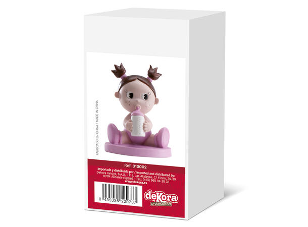 Barnedåp - Jente m/tåteflaske - Kaketopp 1 Kakefigur i plast - 10cm 