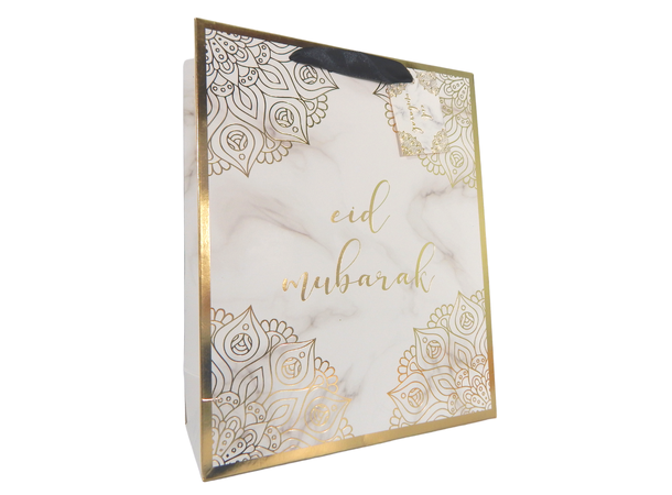 Eid Mubarak - Marble & Gold 1 Gavepose i papir - 31x25cm