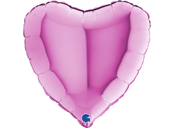 Ensfarget - Fuxia 1 Folieballong - Hjerte - 18" (43cm)