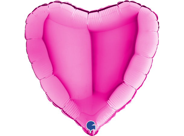 Ensfarget - Magenta 1 Folieballong - Hjerte - 18" (43cm)