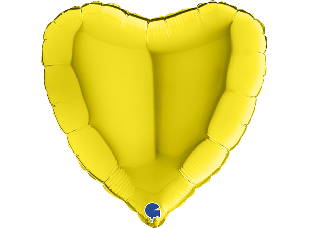 Ensfarget - Yellow 1 Folieballong - Hjerte - 18" (43cm)