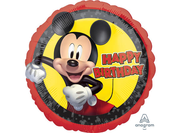 Mickey Mouse Forever - Happy Birthday 1 Folieballong - Rund - 18" (43cm) 