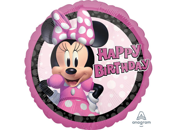 Minnie Mouse Forever - Happy Birthday 1 Folieballong - Rund - 18" (43cm)