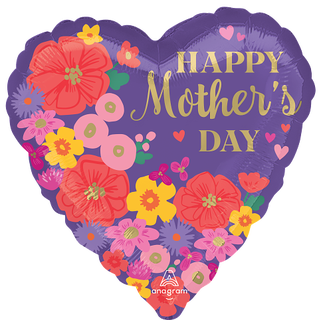 Mothers Day - Sweet Florals 1 Folieballong - Hjerte - 18" (43cm)