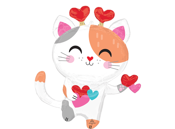 Purr-Fect Valentine Kitty 1 Folieballong med form - 86x101cm