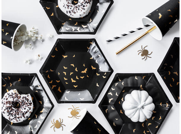 Sugerør - Sorte striper 10 Papirsugerør - 19,5cm 