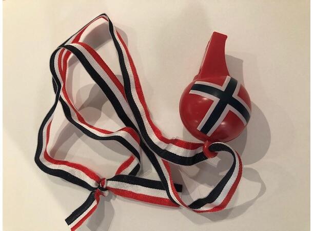 17. mai signalfløyte - Norsk flagg 1 Fløyte i plast med flaggsnor - 5,5cm