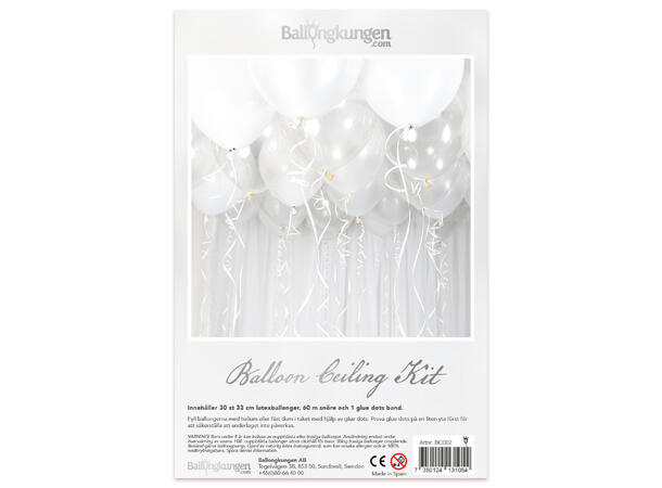 Ballongdekorkit - Hvit 1 Ballongdekorasjon av gummiballonger