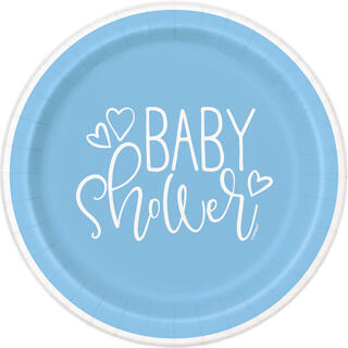 Blue Hearts Baby Shower 8 Plastfrie tallerkener i papp - 23cm