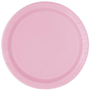 Ensfarget Lys Rosa - Plastfri 8 Runde tallerkener i papp - 23cm