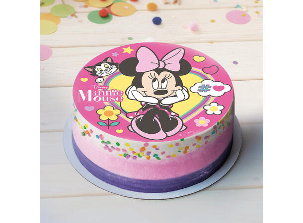 Rosa Minnie Mus 1 spiselig kakeskilt - 20cm