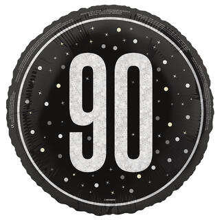 Sort & Sølv Glitz - #90 1 Folieballong - 46cm(18")