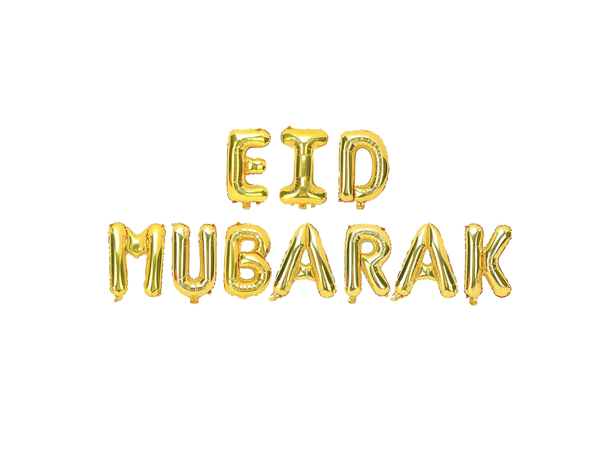Ballongord - "Eid Mubarak" - Gold Ballongord - 10 ballonger - 41cm (16")