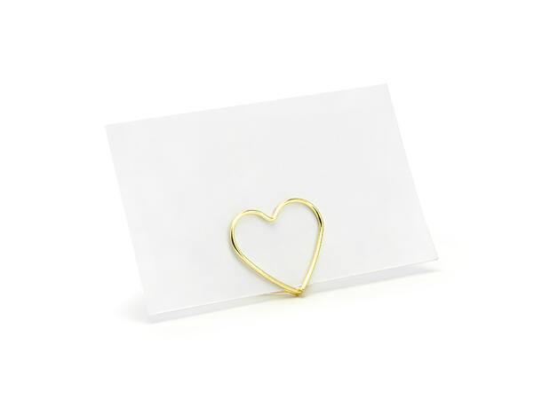 Bordkortholdere - Gullhjerte 10 bordkortholdere i metall - 2,5cm 