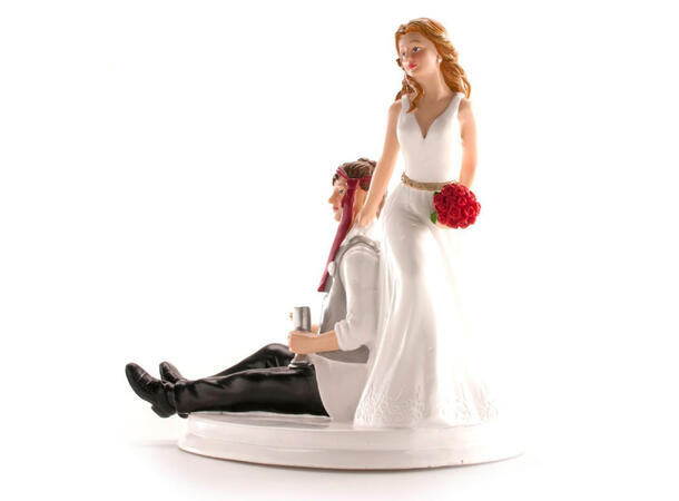 Brudepar med drink - Humor - Kaketopp 1 Kakefigur i plast - 14cm 