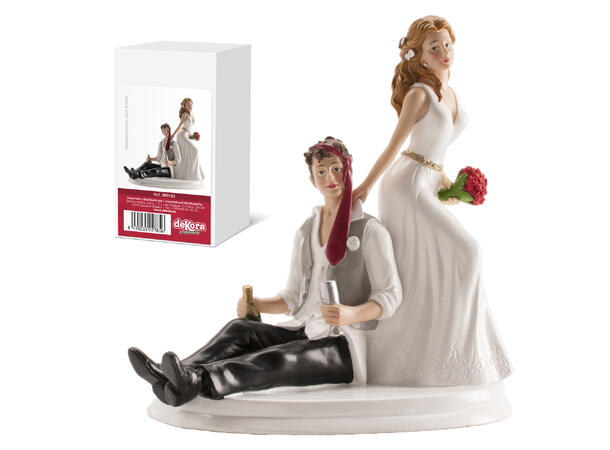 Brudepar med drink - Humor - Kaketopp 1 Kakefigur i plast - 14cm 
