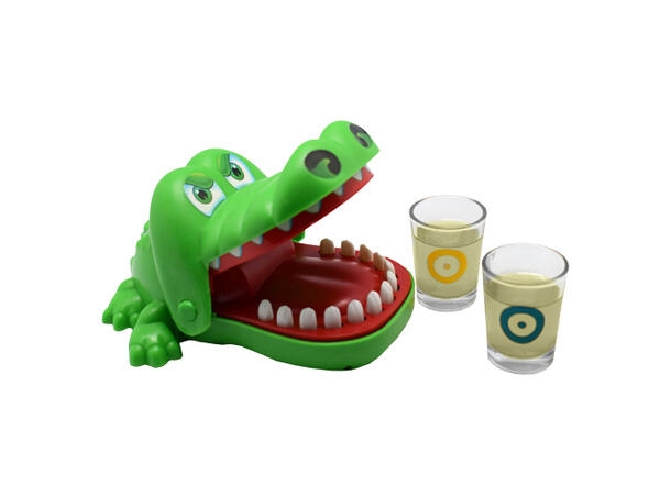 Drikkelek - Kroikodilleshot 1 Sett med 2 shotteglass og 1 krokodille