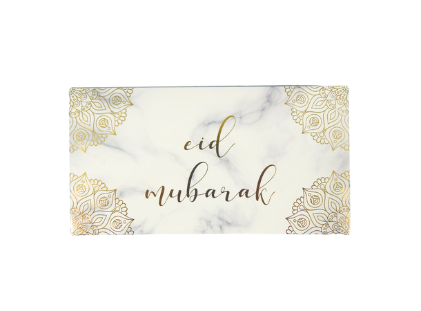 Eid Mubarak - Marble & Gold 10 Pengekonvolutter i papir - 16x8,5cm 