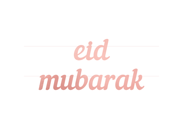 Eid Mubarak - Rosegull 1 Bokstavbanner i papir - 2m