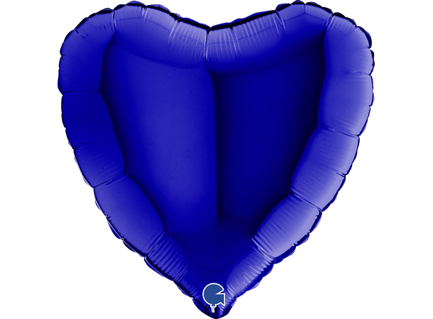 Ensfarget - Blue Capri 1 Folieballong - Hjerte - 18" (43cm)