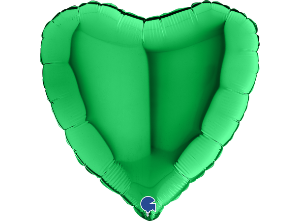 Ensfarget - Green 1 Folieballong - Hjerte - 18" (43cm)