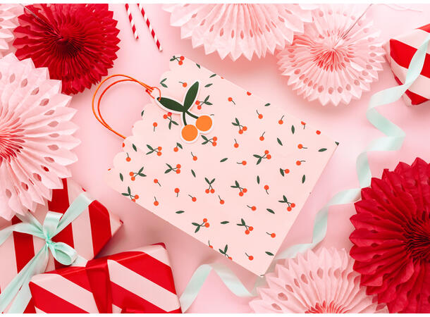 Gavepose - Cherries - Miks 1 Gavepose i papir - 26x32x13cm 