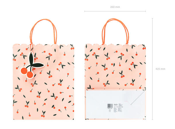 Gavepose - Cherries - Miks 1 Gavepose i papir - 26x32x13cm