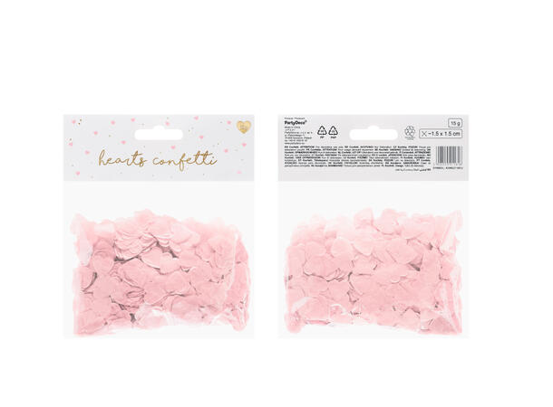 Lys Rosa hjerter konfetti 1 Pose konfetti - 15g