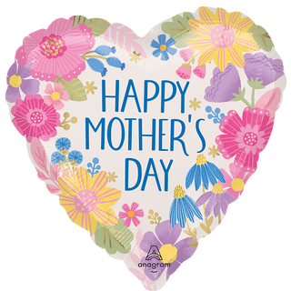 Mothers Day - Botanical Lines 1 Folieballong - Hjerte - 18" (43cm)