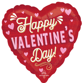 Retro Valentine 1 Folieballong - Rund - 18" (43cm)