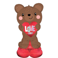 Satin Brown Love Bear 1 Folieballong m/form Airloonz -68x124cm