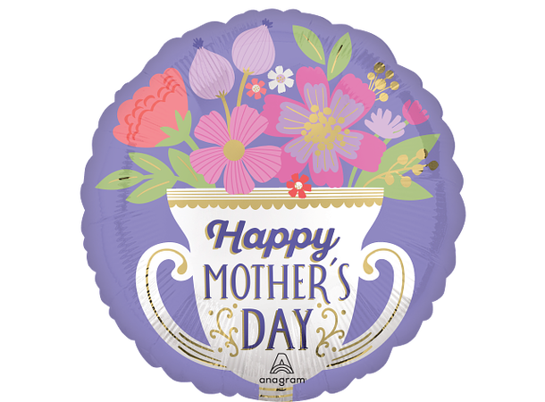 Satin Happy Mother's Day Trophy 1 Folieballong - Rund - 18" (43cm) 