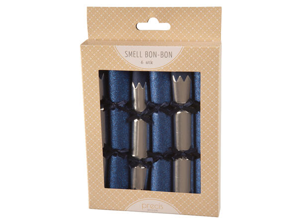 Smell Bon-Bon mørk blå m/sløyfe 2ass 6 stk 15 cm lange, med knall,vits & hatt 