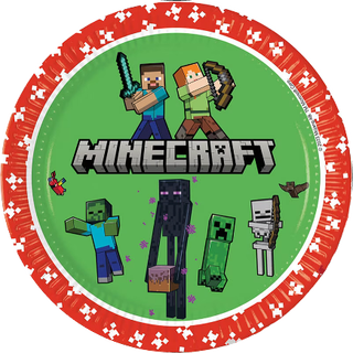 Tallerkener - Minecraft - Papp 23cm - 8pk