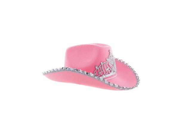 Cowboyhatt - Rosa med paljetter og krone 1 Hatt