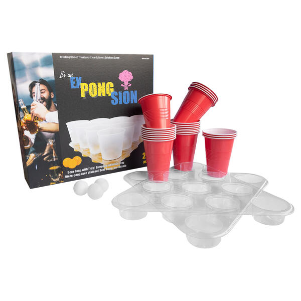 Drikkelek - Beer Pong 22 kopper i papp og 4 baller i plast