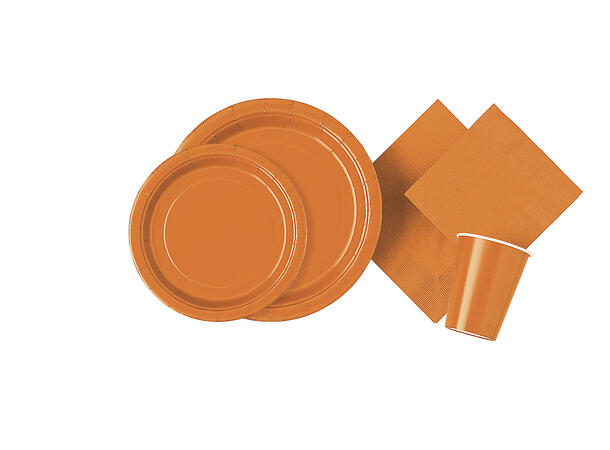 Ensfarget Oransje - Plastfri 8 Runde tallerkener i papp - 23cm
