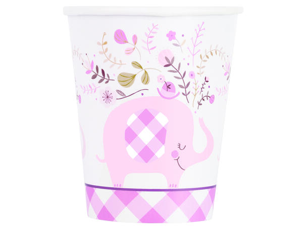 Kopper - Babyshower Umbrellaphants Rosa - 2.5dl - 8pk