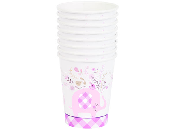 Kopper - Babyshower Umbrellaphants Rosa - 2.5dl - 8pk