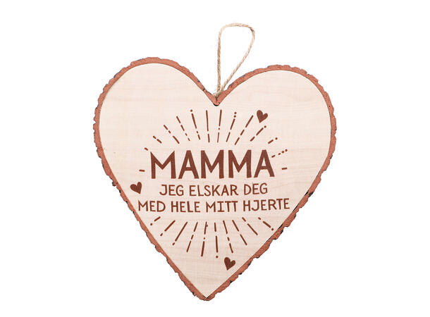 Mamma - Jeg elskar deg med hele m.... Et skilt i tre - 15cm