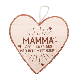 Mamma - Jeg elskar deg med hele m.... Et skilt i tre - 15cm
