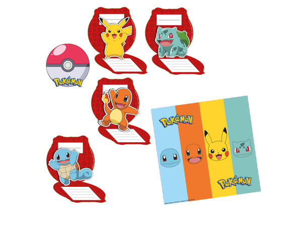 Pokemon 8 Invitasjoner m/konvolutt - 11,5x11,5cm