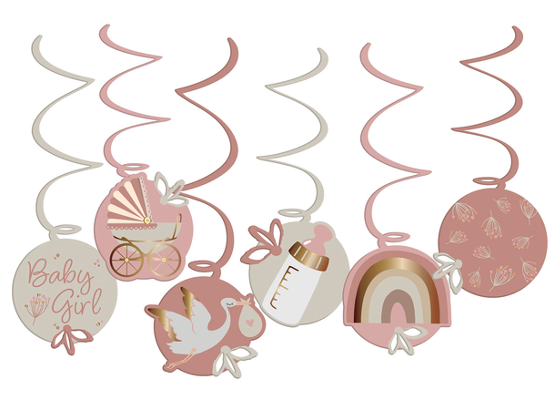 Blooming Baby Girl 6 Hengedekorasjoner i papir 