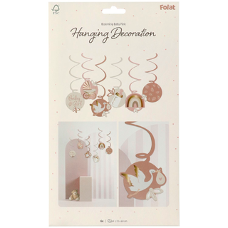Blooming Baby Girl 6 Hengedekorasjoner i papir