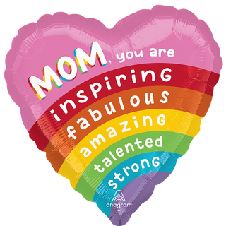 Brilliant Rainbow Mom 1 Folieballong - Hjerte - 18" (43cm)