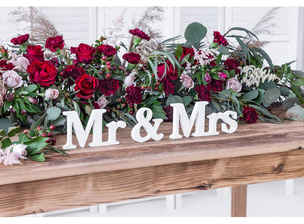Dekorasjon "Mr & Mrs" - Hvit Dekorasjoner i tre - 50x9,5